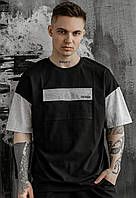 Мужская летняя футболка оверсайз 'FreeDom' серая с черным ||