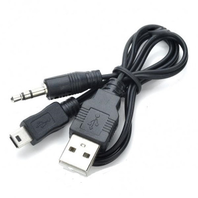USB — Mini USB — AUX — антена шнур для портативної колонки 0.5m чорний