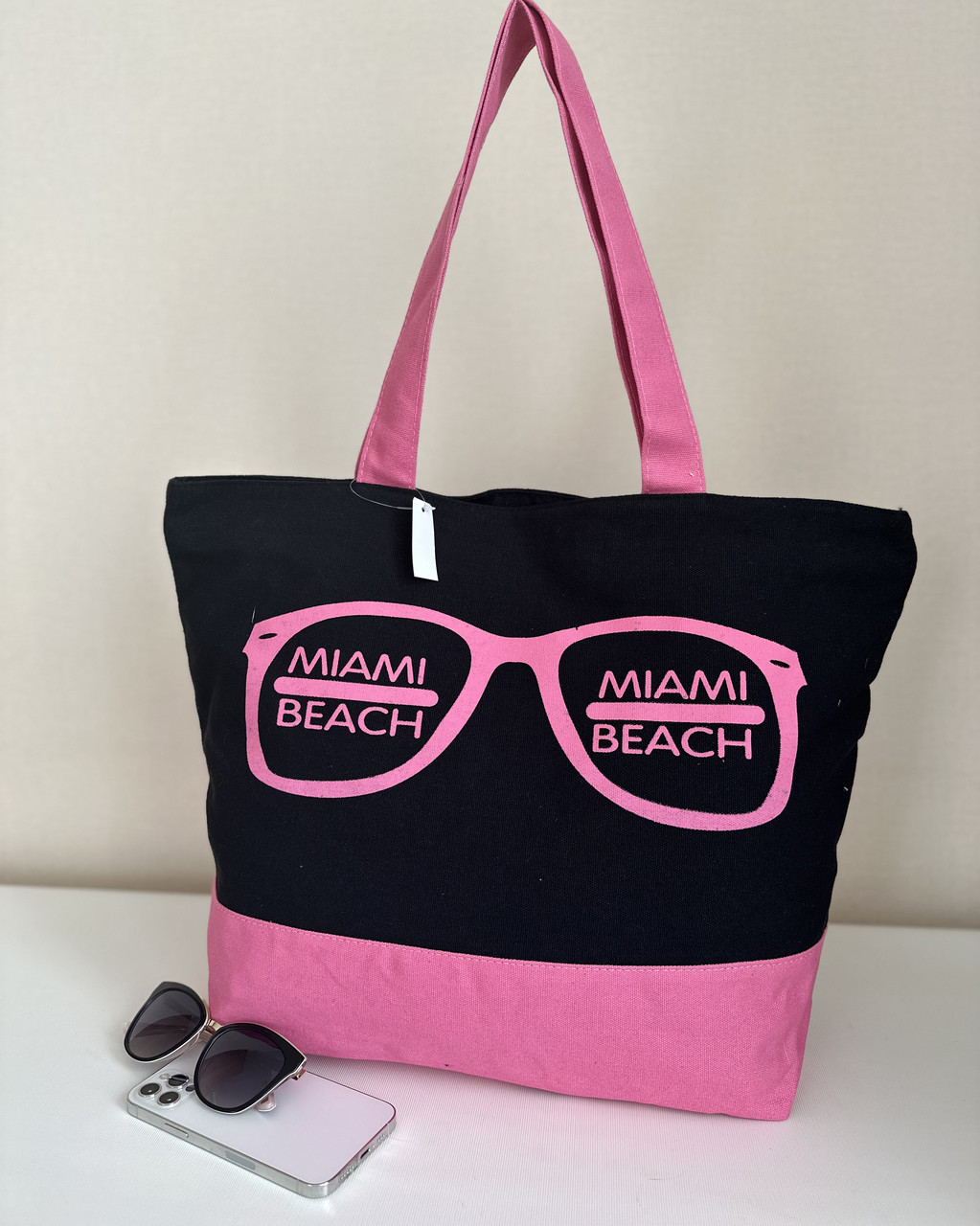 Пляжна сумка шопер котонова чорна