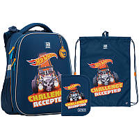 Школьный набор рюкзак + пенал + сумка Kite Hot Wheels HW22-531M 1000 г 38х29х16 см синий