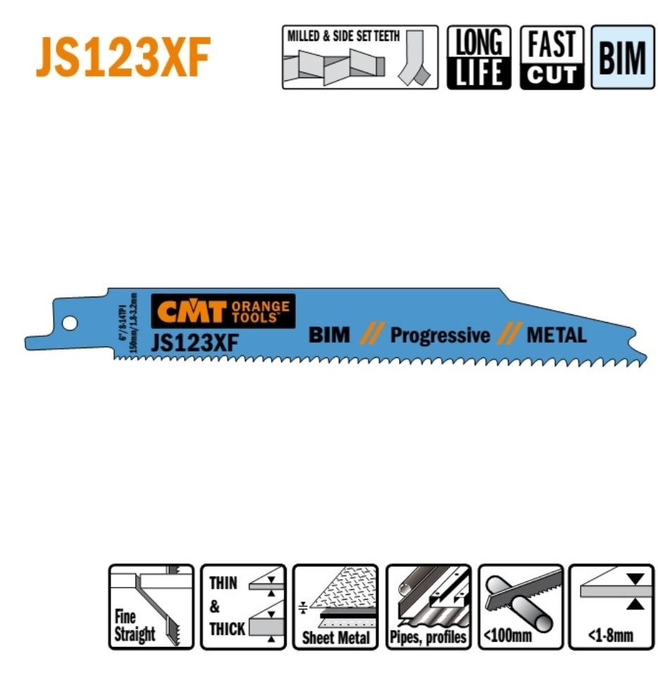 Пильні полотна для шабельних пил JS123XF (уп.-5 шт.), CMT