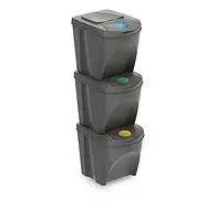 Набір контейнерів для сортування сміття Prosperplast IKWB25S3-405U 3 x 25 л Sortibox сірий
