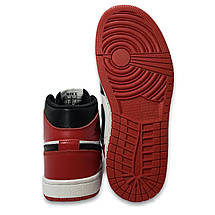 Кросівки чоловічі осінні Nike Air Jordan 1 шкіряні зі шнурівкою чорні білі червоні демі осінь/весна, фото 4