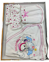 Подарунковий набір костюм 0 до 4 місяців Туреччина для новонароджених набір на виписку білий (НПК94)