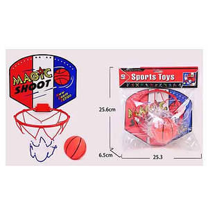 Баскетбольне кільце MR 0827 (72шт) пластик, щит пластик, сітка, м'яч, кул, 25,5-6,5-25,3см