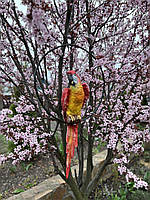 Садовая фигура ДомФигурок Попугай Ара в кольце красний