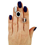 Срібні сережки із синім альпінітом і білим кубічним цирконієм — витонченість кольору та блиску в одному аксесуарі, фото 2