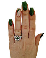 💍 Срібна каблучка з зеленим альпінітом і білим кубічним цирконієм — гармонія ніжності та сяйва ✨