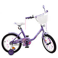 Двухколесный детский велосипед 16 дюймов с боковыми колесами и звонком Profi Ballerina Y1683-1K Фиолетовый