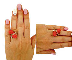 Срібна каблучка з теракотовим коралом — теплий акцент природи в стильному дизайні 🔥