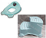 Набір із антиковзоючої дитячої пластикової накладки на унітаз і сходинки - підставки., фото 4