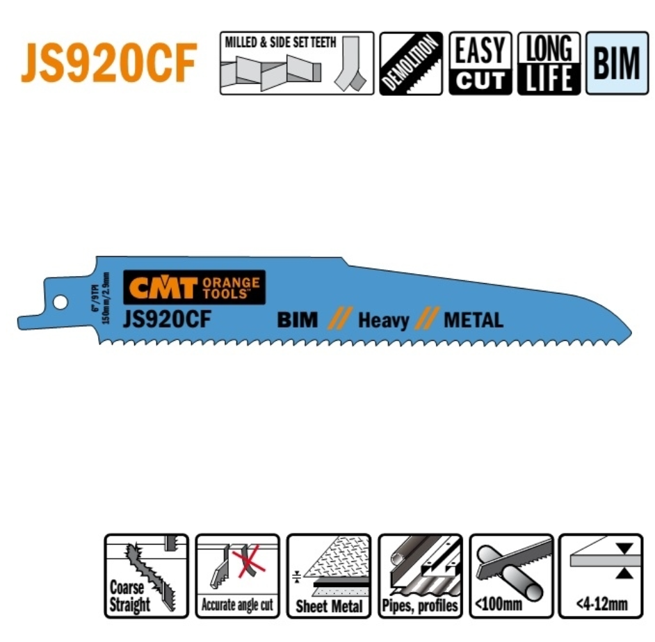 Пильні полотна для шабельних пил JS920CF (уп.-5 шт.), CMT