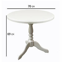 Белый круглый стол классика Стелла 70 см на одной ножке для маленькой кухни