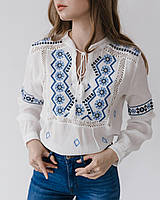 Рубашка-вышиванка женская "Орнамент" белая Женская блузка вышитая хлопковая