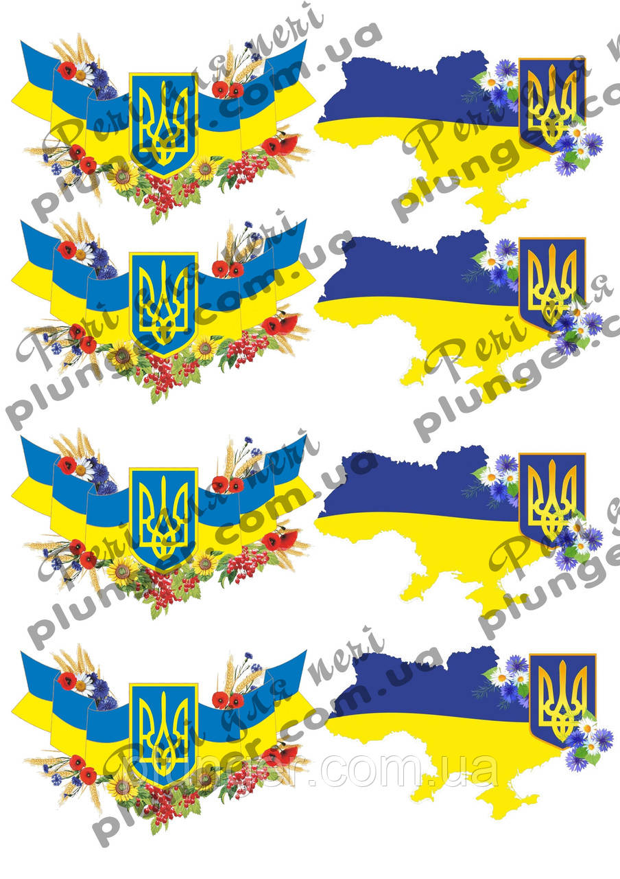 Вафельна картинка для кондитерських виробів Україна (лист А4)