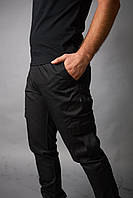 Мужские демисезонные котоновые штаны карго Baza Intruder черные стильные модные с манжетами для мужчин КМ S, Прямые