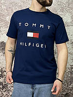 Модная мужская футболка Tommy Hilfiger синяя брендовая спортивная молодежная качественная для мужчин КМ S