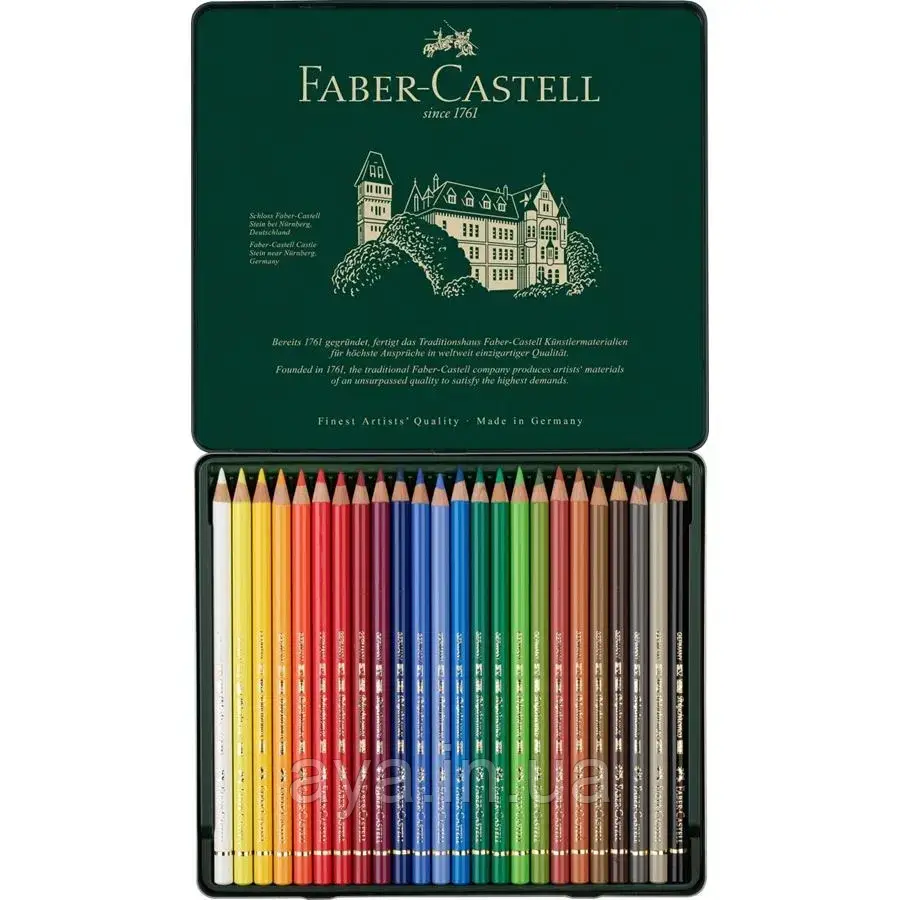 Набір олівців 24 шт Polychromos Faber-Castell (кольорові художні у металевому пеналі) 110024