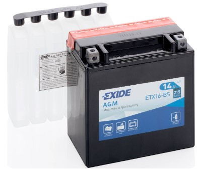 Аккумулятор сухозаряженный AGM 14Ah 215A EXIDE ETX16-BS = YTX16-BS - фото 1 - id-p571120083