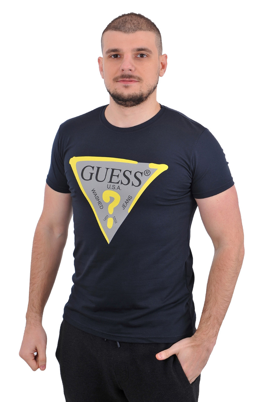 Футболка чоловіча Guess 23-G2049 темно-синя M - фото 4 - id-p1820732463