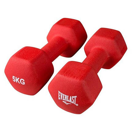 Гантелі неопрен Everlast 2 шт по 5 кг червоні, фото 1
