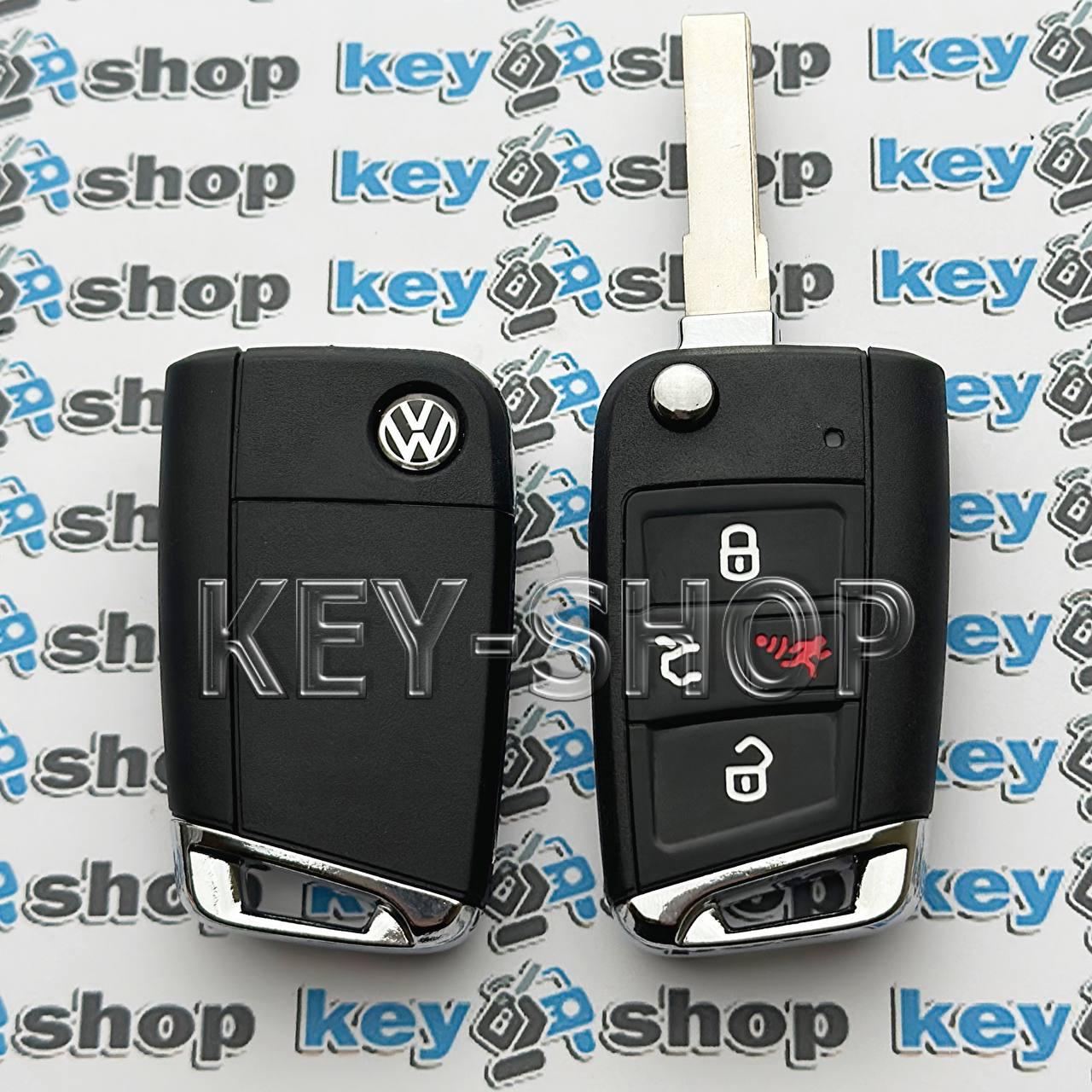 Викидний ключ Volkswagen Golf GTI 2015-2019 (Фольксваген) 3+1 кнопки, PN : 5G0 959 752 BE, чiп MQB 48 /315 MHz, лезо HU66