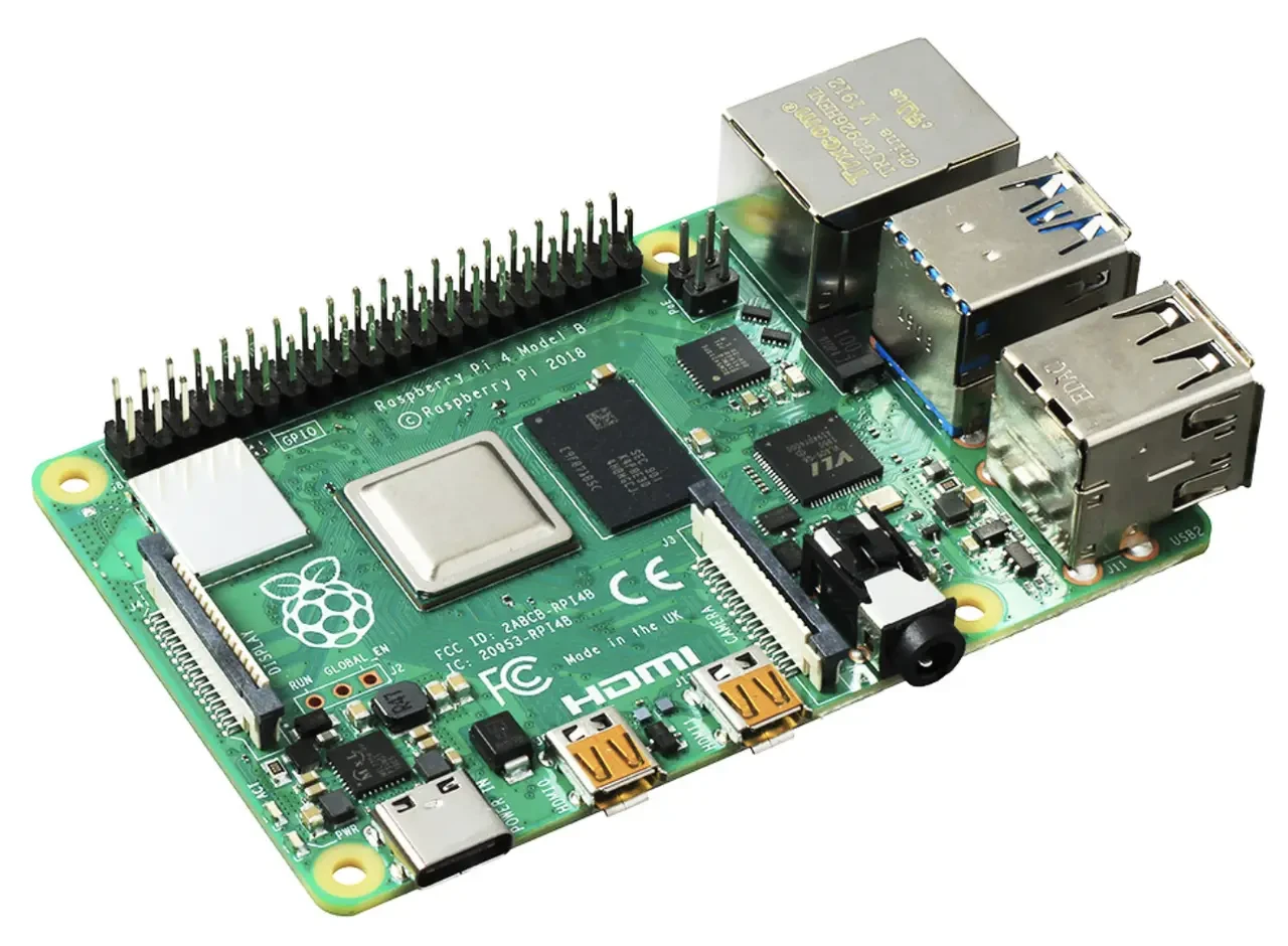 Raspberry Pi 4B, Broadcom BCM2711, 4 ядра 1,5 ГГц, GPU VideoCore VI 500 МГц, LPDDR2 SDRAM 2 Гб