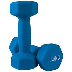 Гантелі для фітнесу неопрен World Sport 2 шт по 1,5 кг блакитні