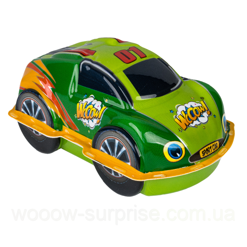 Машинка пластикова з цукерками та сюрпризом для дівчинки та хлопчика WOOOW Sport car