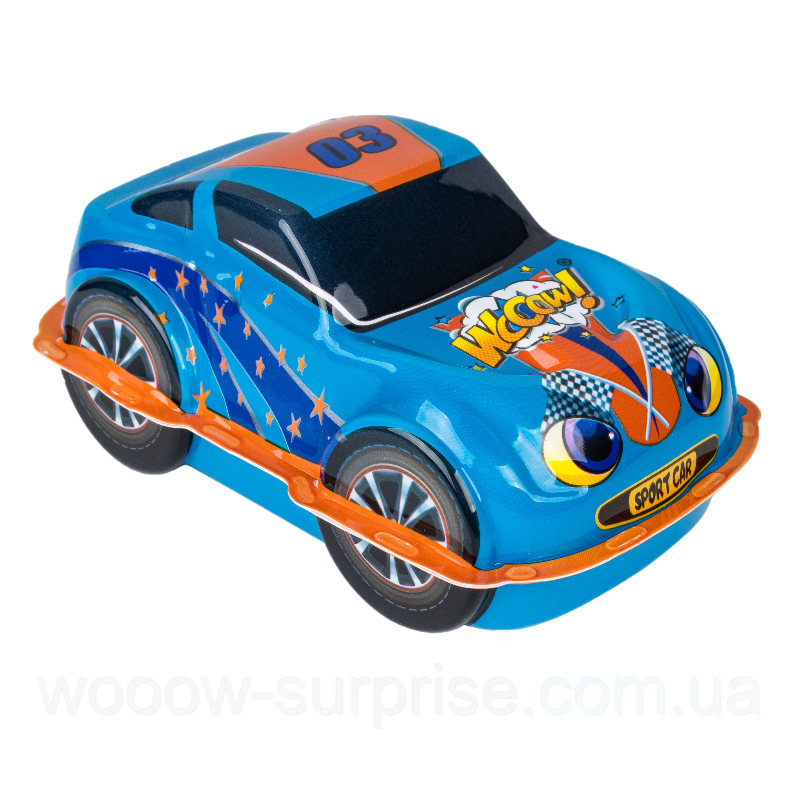 Машинка пластикова з цукерками та сюрпризом для дівчинки та хлопчика WOOOW Sport car