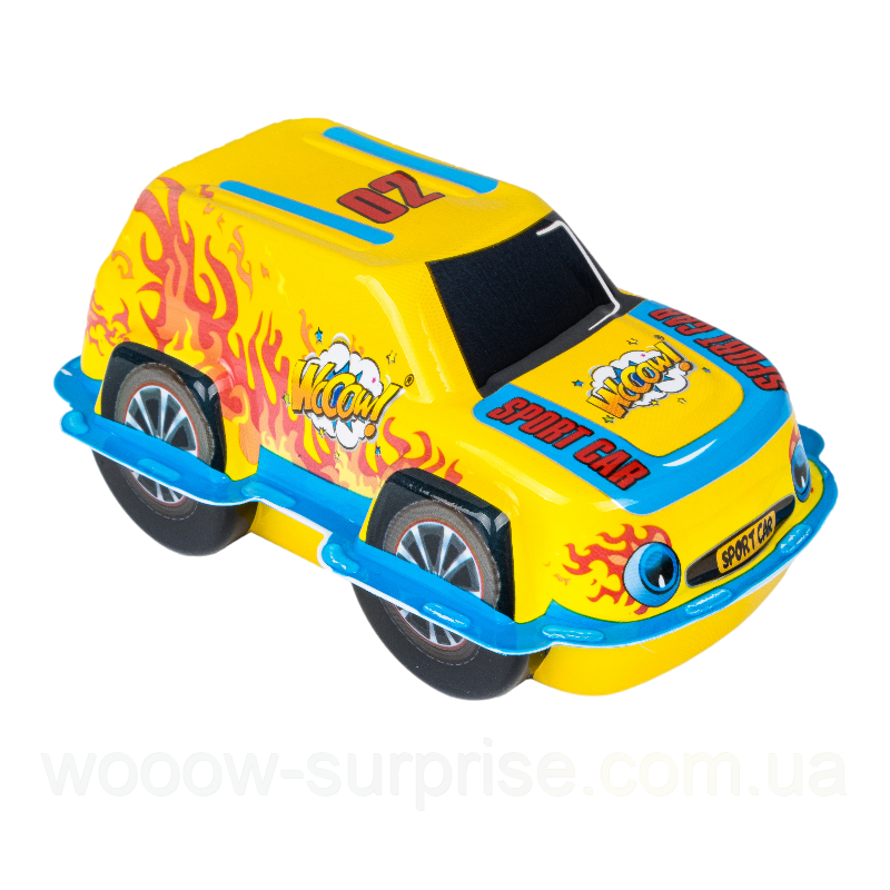 Машинка пластикова з цукерками та сюрпризом для дівчинки та хлопчика WOOOW Sport car