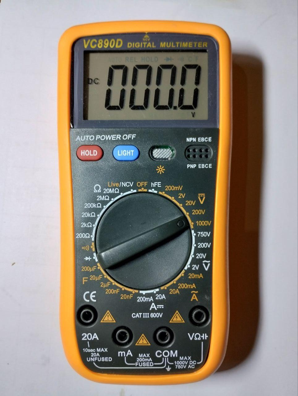 Мультиметр цифровий VC890D у захисному чохлі, 20A