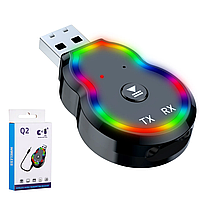 Приемник-передатчик 2в1, USB, Q2 / Блютуз аудио приемник / Аудио-адаптер / USB, bluetooth приемник