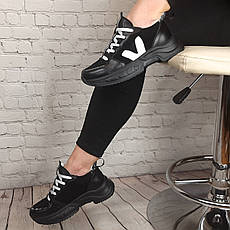 Жіночі круті чорні кросівки для дівчат з натуральної шкіри на легкій підошві розмір 36 37 38 39 40 41, фото 3