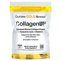 Морской коллаген-пептид California GOLD Nutrition "CollagenUP" с гиалуронкой и витамином C, 5000 мг (206 г)