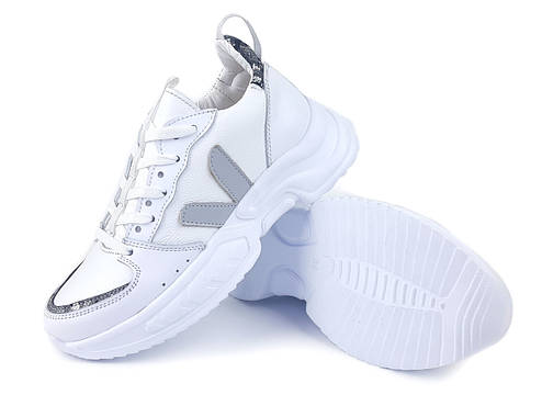 Білі кросівки весняні для дівчат з натуральної шкіри від виробника 32 33 34 35 36 37 38 39 40 41, фото 2