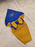Летний муслиновый конверт с вышивкой на выписку, желтый с голубым
