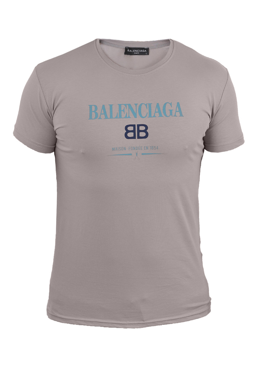 Футболка чоловіча Balenciaga 23-1854 світло-сіра