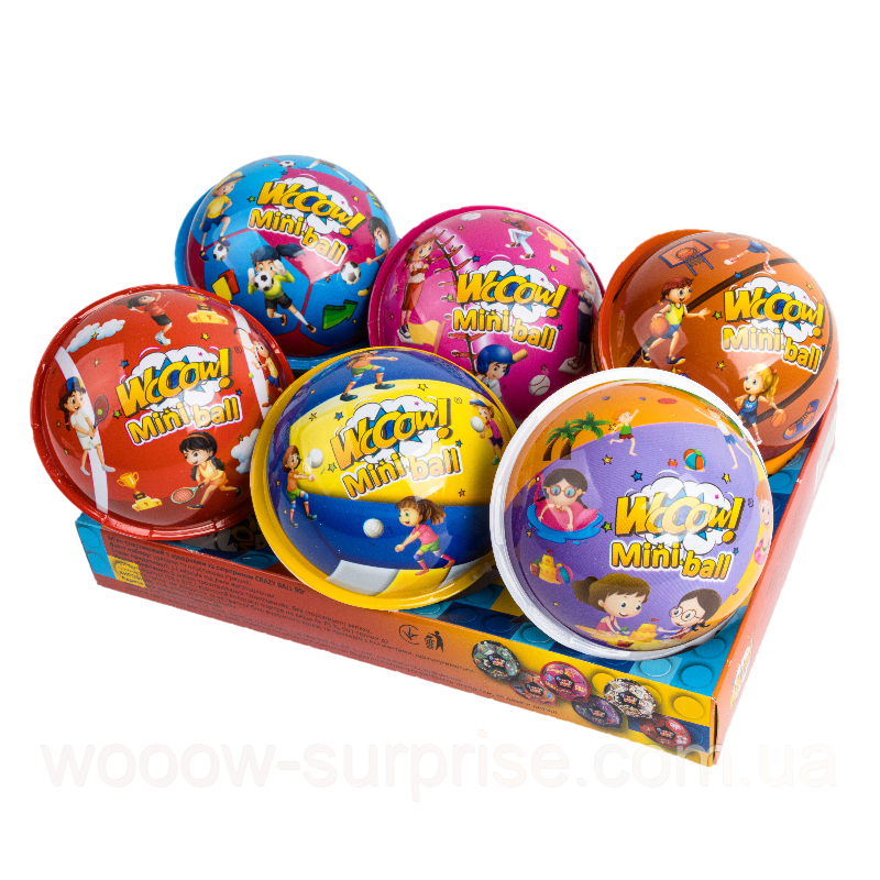 М'яч пластиковий з цукерками та сюрпризом для дівчинки та хлопчика Mini WOOOW ball, фото 1