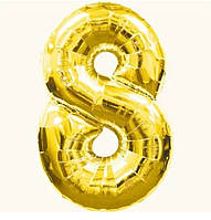 Повітряна кулька фольгована золота, цифра «8»