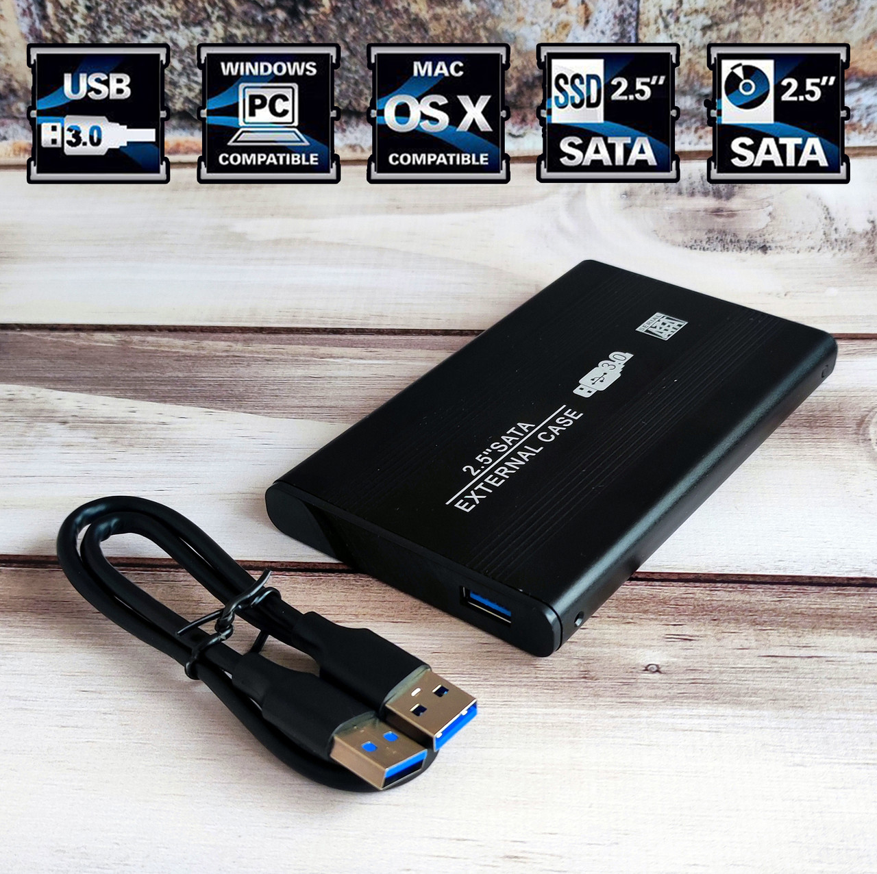 Зовнішній карман для HDD 2.5 USB 3.0 жорсткого диска HDD/SSD 2.5 SATA, алюмінієвий корпус