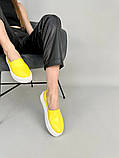 Сліпони жіночі шкіряні лимонного кольору, фото 8