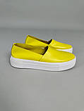 Сліпони жіночі шкіряні лимонного кольору, фото 10