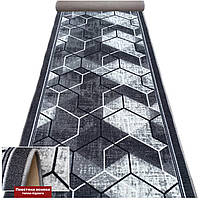 100 см HILTON - ковровая дорожка на отрез, серый цвет, узор - абстракция, для коридора, кухни и прочее.