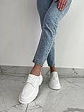 Туфлі жіночі шкіряні білого кольору на шнурках, фото 3