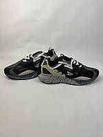 Мужские кроссовки Reebok Zig Kinetica Concept (чёрно-белые с бежевым) спортивные мягкие кроссы R751