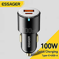 Автомобильное зарядное устройство Essager USB+USB-C qc 3.0+PD (35W+65W=100W) Metall