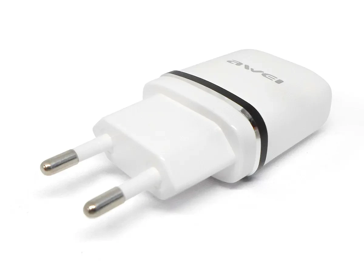 Мережевий зарядний пристрій AWEI C930 Білий блок живлення з 2 usb виходами адаптер перехідник для телефону
