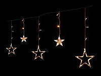 Новорічна гірлянда на 10 великих зірок та прозорому дроті колір свічення STAR-12-WW Теплий білий