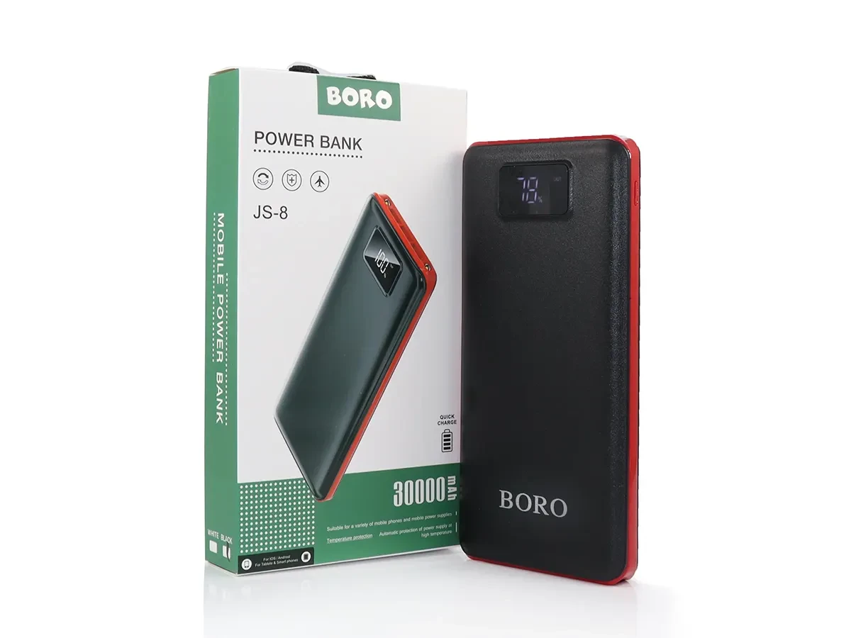 Зовнішній акумулятор (power bank) 30000mAh (9600mAh) Boro JS-8
